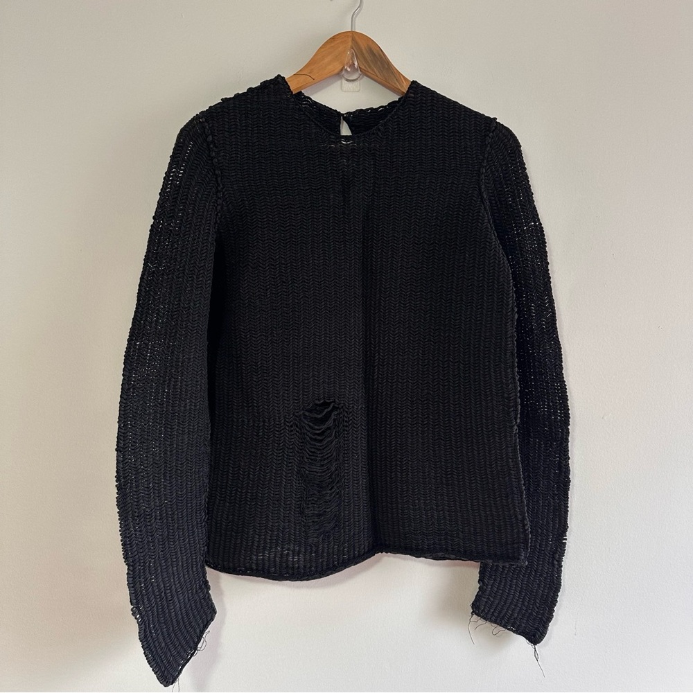 Lars Andersson Long Sleeve Scoop Neck Black Woven Sweater Size 4